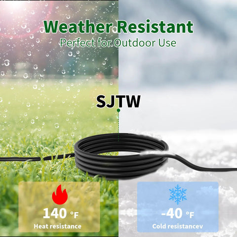 Two Way Power Cord Splitter Cable For 6 Ft Three Prong To Two Outlets Extension Cord With Outlet Saver Y Splitter UL Certified weather-resistant outdoor use
