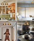 Collage of Two Light Semi Flush Mount Ceiling Fixture in Kitchen, Bedroom, Hallway, and Living Room.