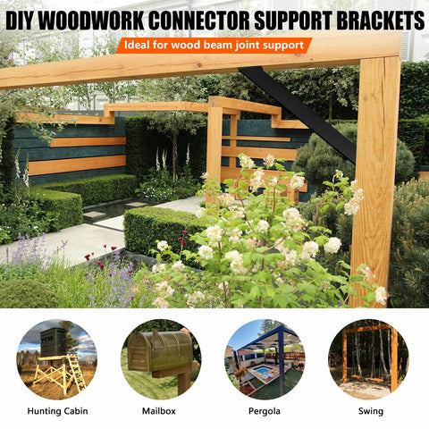 45 Degree Pergola Bracket Kit For Indoor And Outdoor Wood Projects, Heavy Duty Metal Connectors Built Tough As Nails To Withstand Weather, DIY Bracing For Gazebos, Patios, Porches, Tree Houses And Log Cabins, 4 Pack