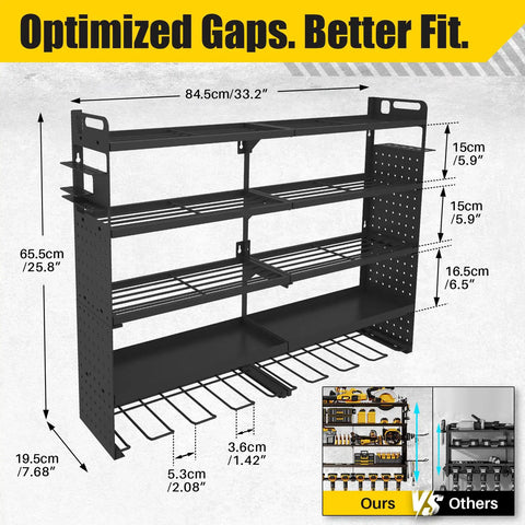 Heavy Duty Large Power Tool Organizer Wall Mount For Garage And Workshop Built Tough Black Metal Tool Rack With Easy Mount System Ample Storage For Drills Saws Bits And Accessories Keeps Tools Neat And Ready