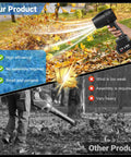Comparison of Cordless Handheld Leaf Blower 500,000 RPM Turbo Jet With Dual 4.0Ah Batteries against a traditional model on lawn