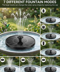 Solar Fountain For Bird Bath 2026 Upgrade 1.4W Solar Power Water Pump With Seven Nozzles Freestanding floating in bird bath