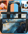 Insulated Picnic Backpack Keeps Food Fresh All Day, Big 12 by 8.7 by 10 Inch Capacity, dual compartments, with warm and cold icons