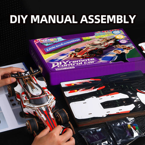 DIY manual assembly of Remote Control F1 Car Kit With 3D Wooden Puzzle For Adults Do It Yourself Mechanical Model Kit Six Plus Hour Build