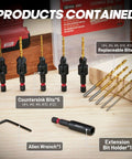 EZARC Countersink Drill Bit Set, 12‑pc with magnetic extension bit holder and storage box
