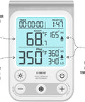 Dual Sensor Digital Oven Thermometer For Oven Grill And Smoker With Time To Ready Estimation And Programmable High Low Alarms