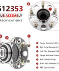 Specifications of Pair Rear Wheel Bearing And Hub Assembly Fits Acura TSX 2009 To 2014 And Honda Accord 2008 To 2012