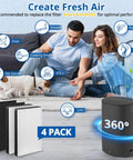 Replacement Filter Kit With Dual HEPA And Dual Carbon Filters For Compatible Filtrete Room Air Purifier Models 4-pack shown