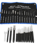 Sixteen Piece Mechanic Punches And Chisel Set Built To Last Heavy Duty Anti Rust Steel Pro Grade Tool Kit For Pros And DIYers