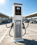Smart EV Charger Commercial Charging Station With Dual Port Design For Fleet Parking And Business Lots Featuring Network Ready Setup and visible information display.