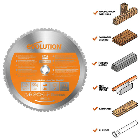 14 Inch Multi Material Replacement Blade For Rage2 And Evosaw380 Chop Saws All In One Wood Steel Aluminum Plastic Cutting Blade