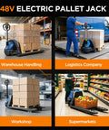 Heavy Duty 4400 Lb Full Electric Pallet Jack Truck With 48V Lithium Battery, for warehouse and logistics material handling.