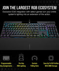 Elite Mechanical Gaming Keyboard With Cherry MX Red Switches And Fire Per Key RGB Lighting features customizable keys and vibrant lighting.
