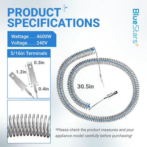5300622034 Heating Element Restring Coil With Five Sixteenth Inch Terminals For Frigidaire Kenmore Gibson Tappan Kelvinator Dryers