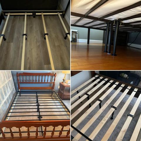 Images of Heavy Duty Adjustable Bed Frame Support Legs Built Tough Straight Up Solid Game Changer Ends Wobbly Slats Center Post Reinforcement Kit.