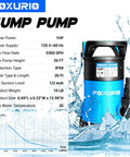 Workhorse Submersible Sump Pump 1HP 5300GPH High Flow Water Transfer Pump with Automatic Float Switch 26 ft Cord in blue