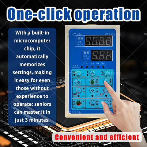 Control panel of Hitch Free Automatic Grain Dispenser With Massive Capacity Hopper And Easy Adjustable Speed for precise dispensing.