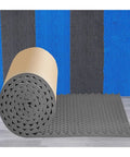 Dead Silent Soundproof Foam Roll Peel And Stick Backing 3 Cm Thick Dual Layer Acoustic Wall Panels For Home Studio Noise Reduction Quiets Pipes And Rooms In Cool Blue, showing rolled foam and flat mat.