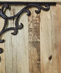 Built Tough Cast Iron Shelf Bracket Set 10 By 10 Inches With Ornate Fleur De Lis Design on wood wall
