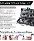 46-piece tool kit with sockets displayed, Heavy Duty Drive Socket Set With SAE And Metric Sizes in blow-molded case