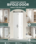 60 By 84 Inch Bifold Barn Door Kit With H Shape Hardware For Tight Squeezes This Bi Fold Sliding Closet Panel Folds Dead Flat To Free Up Wall Real Estate And Run Ultra Smooth in a stylish laundry, kitchen and bathroom.