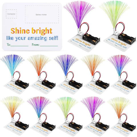 12 Kid Friendly Fiber Optic Light Kit Sets for Hands On STEM Activities and Simple Electric Circuits, rainbow LED kits