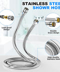 Stainless steel hose part of 10 Mode Handheld Shower Head Set With Bangin High Pressure Flow 59 Inch Stainless Steel Hose Adjustable Brass Bracket All Chrome Finish Easy Install Durable Build Spa Like Shower Experience Model US 14591