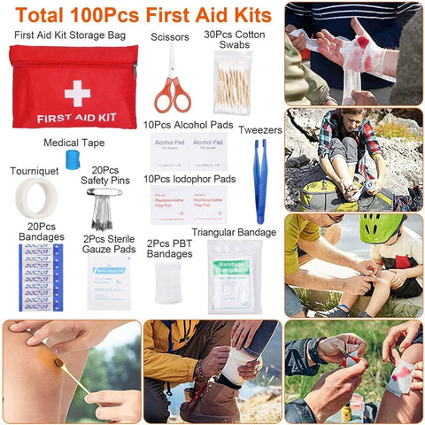 First aid supplies from the 125 In 1 All In One Survival Kit For Men Outdoor Gear With First Aid Supplies Emergency SOS Tactical Tools
