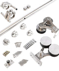 Apex Stainless Steel Sliding Barn Door Hardware Kit 8 Foot Track Double Door Kit With Top Mount Rollers Close To Wall Design