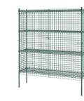 Rock Solid Commercial Grade Metal Wire Mesh Security Cage Kit With Green Epoxy Coating, 60x18x74 storage cage with shelves.