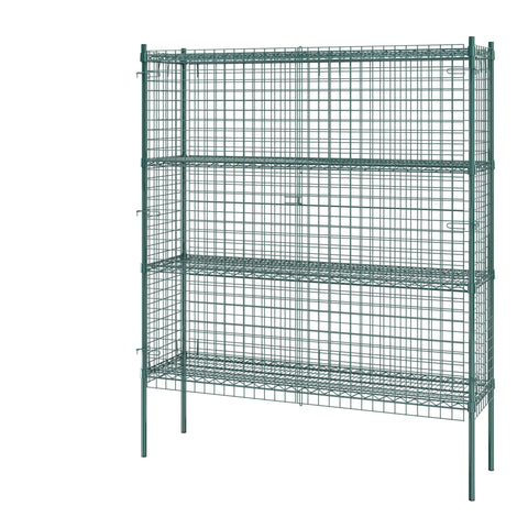 Rock Solid Commercial Grade Metal Wire Mesh Security Cage Kit With Green Epoxy Coating, 60x18x74 storage cage with shelves.