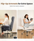Big And Tall Office Chair With Flip Armrests For Pets And Cross Legged Sitting Boss Level Ergonomic Computer Gaming Chair With Foot Rest Teddy Fleece Wide Seat Reclining Desk Chair For Home Office