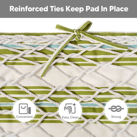 Outdoor Portable Two Person Hammock Pad For Camping And Outdoor Adventures, Quilted Polyester Pad With Reinforced Ties, Green