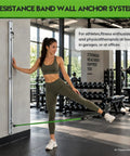 Heavy Duty Aluminum Anchor Mount For Wall Mounted Resistance Bands enables serious strength training with green resistance band.