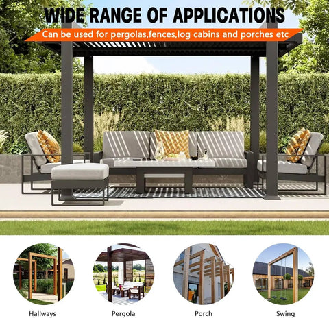 2 Way L Shaped Pergola Corner Brackets For 6x6 Lumber Outdoor DIY Kit With Hardware Built Tough Galvanized Steel Rust Proof Bracket Set For Actual 5.5 x 5.5 Inch Lumber Porch Log Cabin Projects