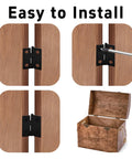 Kick Back And Craft With 80 Pieces Of 18 By 15 Millimeter Mini Hinges Plus 320 Mounting Screws For Wooden Jewelry Box Hardware And 180 Degree Folding Butt Hardware showing assembly steps of black mini hinges on wood.