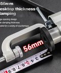 Badass 360 Degree Rotating Table Vise And Bench Clamp Bracket, showcasing 56mm clamping range for versatile workstation use.
