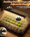 Seed Starter Tray With Grow Lights And Heating Tray, Pro Grade Adjustable Height Humidity Dome, Seed Germination Propagation Kit indoors