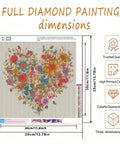 5D Diamond Painting Kit For Adults Heart Flower Design Easy To Use DIY Full Drill Gem Painting For Home Wall Decor 13.78x13.78