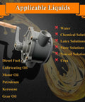 Rotary Hand Oil Transfer Pump For Gas Caddies And Drums Aluminum 10 To 55 Gallon Fuel Pump With 1.25 Inch Outlet Two Way Siphon And Dispense For Gas Diesel And Light To Medium Viscosity Oils, gray hand pump with applicable liquids list