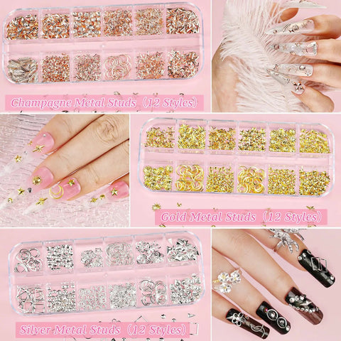 Glam Up Your Nails With This All In One Nail Art Kit Featuring Colorful Rhinestones Flatback Pearls Acrylic Flower Charms