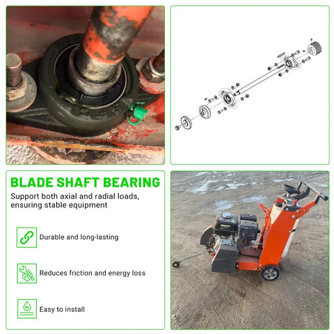 Two Pack Pillow Block Bearing Set For Husqvarna FS400 And FS400LV Walk Behind Concrete Saws replacement assembly diagram