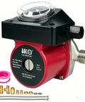 Hot Water Recirculating Pump With Automatic Timer And Stainless Steel Housing For Tank Heaters with accessories, red and black design.