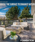 Pro Grade 5 Gallon Solvent Based Concrete Sealer Drops A Real Matte Wet Look Finish On Brick And Slate With Hella Strong Deep Penetrating Water Repellent Shield For Straight Up Masonry Perfection on a patio with seating.