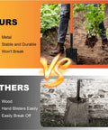Durable Square Shovel With Metal Handle For Digging In Yard or Camp 43.3 Inch Length Orange Garden Tool comparison with wood shovel