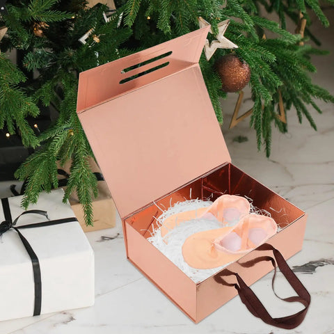 Dope Space Saving Foldable Gift Box For Clothes And Shoes With Adhesive Sticker open near tree, showcasing packaging use