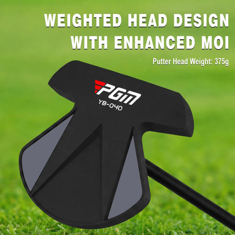34 Inch Zero Torque Right Handed Putter For Men And Women, Face Balanced 0 Degree Toe Up, Black putter on green background