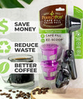 Cafe Fill Value Pack With Reusable K Cup Filters And Scoop For Keurig Brewers package with coffee cup and beans