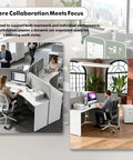Work environment featuring Boss Ready Three Seat Office Workstation Desk With Secure Locking Rolling Pedestal, designed for collaboration.