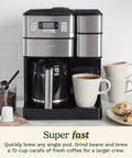 All In One Grind And Brew Coffee Center With Built In Grinder Coffeemaker And Single Serve Brewer In Black And Silver